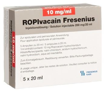 Ropivacain Fresenius 10mg/ml 5x20 ml amp, solution for injection/infusion